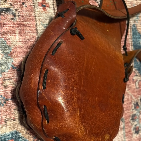Vintage 70s Hippie Brown Leather Women's Bag - Picture 10 of 12